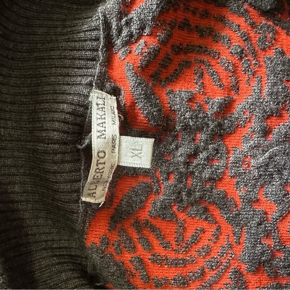 Alberto Makali Gray and Orange Baroque Knit Open Cardigan Jacket - Picture 4 of 7